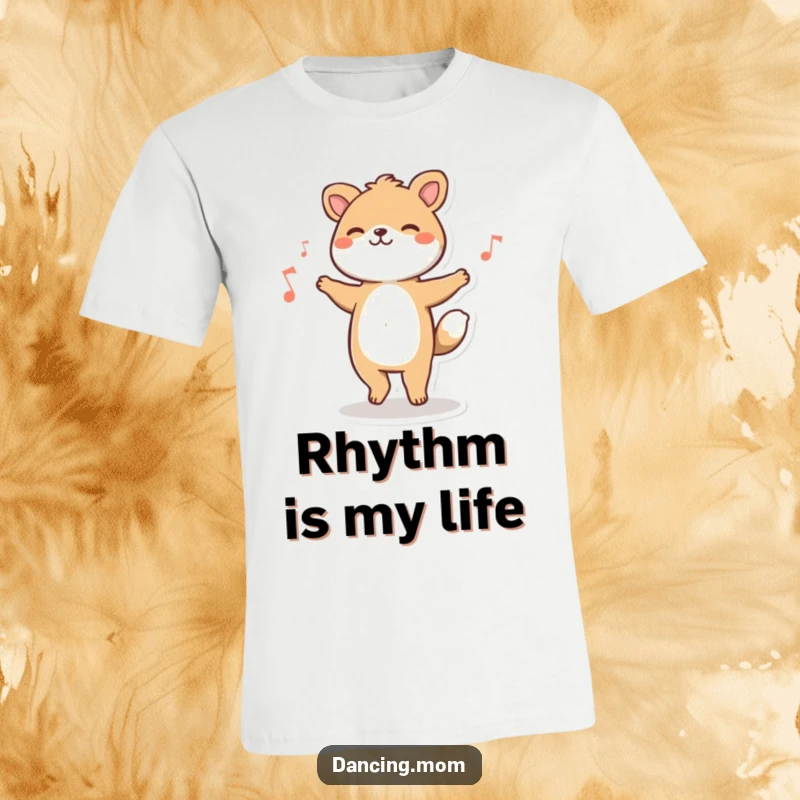 Funny animal character happily tapping its feet to music, conveying a sense of groove and happiness on a t-shirt.