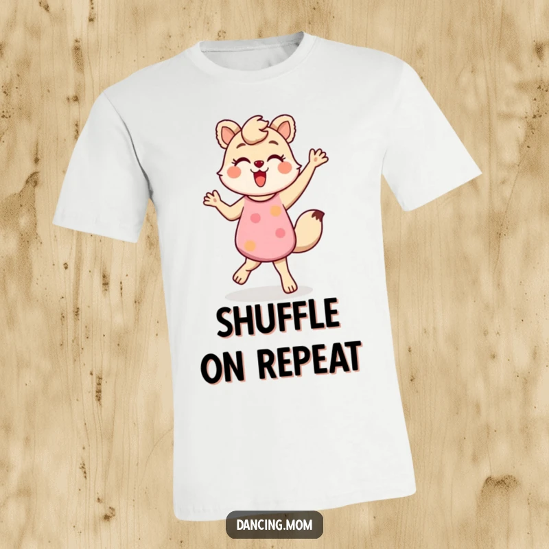 Funny t-shirt with a dancing mom animal performing an energetic shuffle, full of fun and rhythm, a cool funny gift.