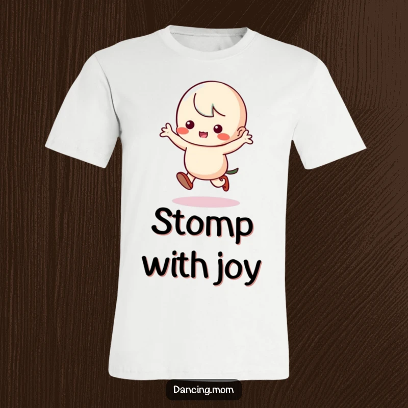 Funny Kawaii Dancer T-Shirt: Cute character performing a silly jig with stomping feet, ideal for a funny gift.