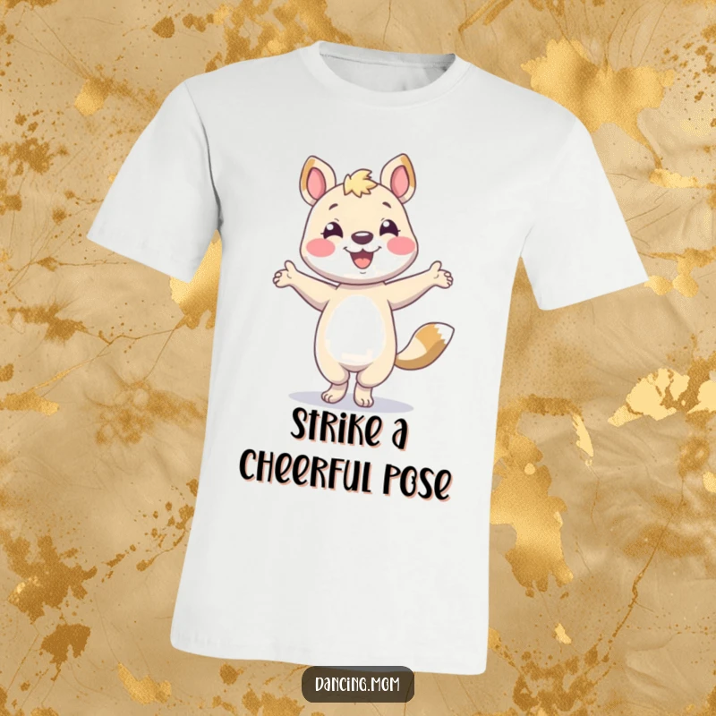 Funny animal character smiling and striking a dynamic dance pose, perfect for a stylish t-shirt.