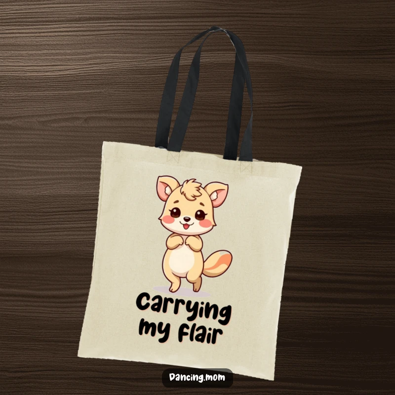 Funny tote bag showcasing an animal performing an elegant bow with a flourish, perfect for carrying essentials with class.
