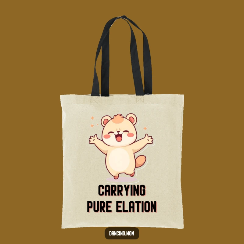 Funny Kawaii Dancing Animal Tote Bag - Joyful Spin, Eco-Friendly Funny Gift