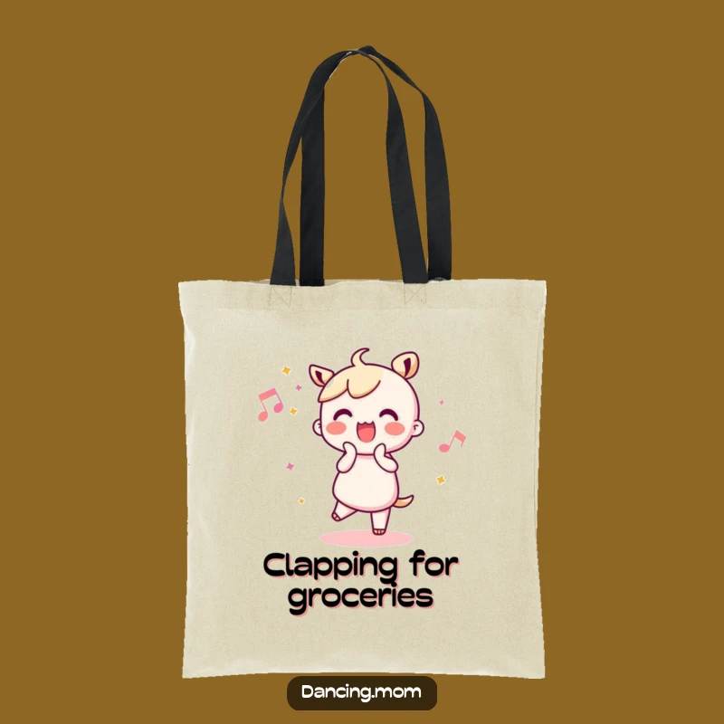 Funny Kawaii Dancer Tote Bag: Joyful Clapping Beat - Carry Your Enthusiasm
