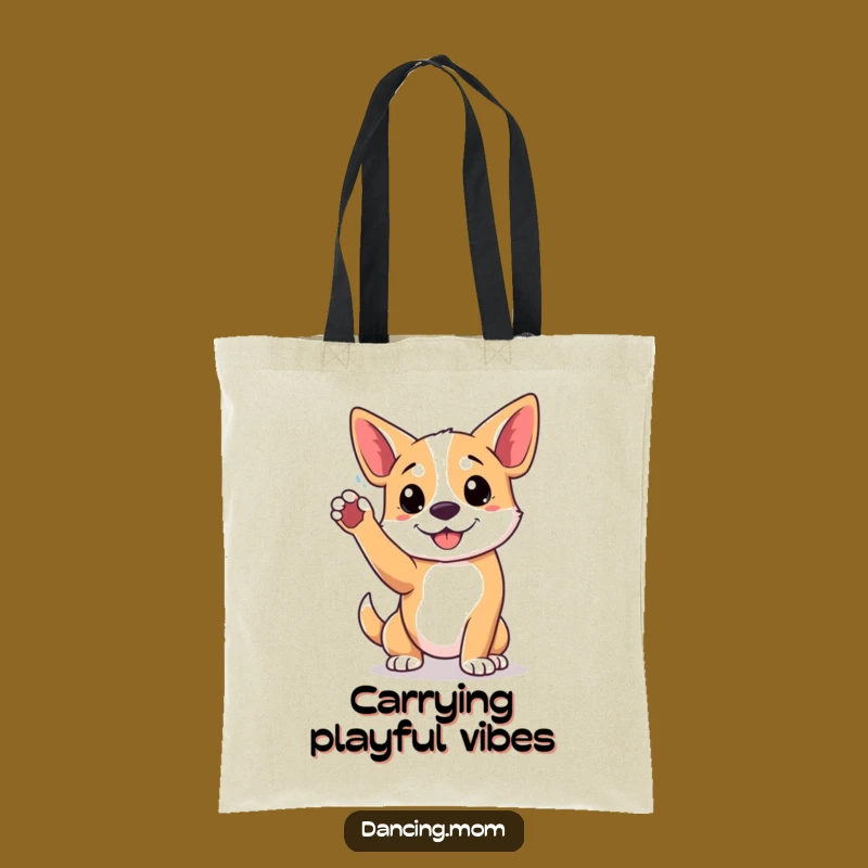 Funny Playful Dog Pose Tote Bag - Active Canine Accessory Gift