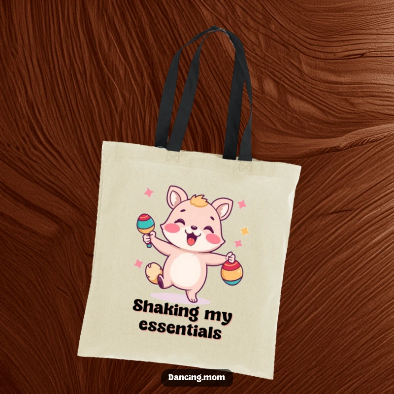 Funny tote bag of a happy animal shaking maracas, ideal for carrying party supplies or daily necessities with flair.
